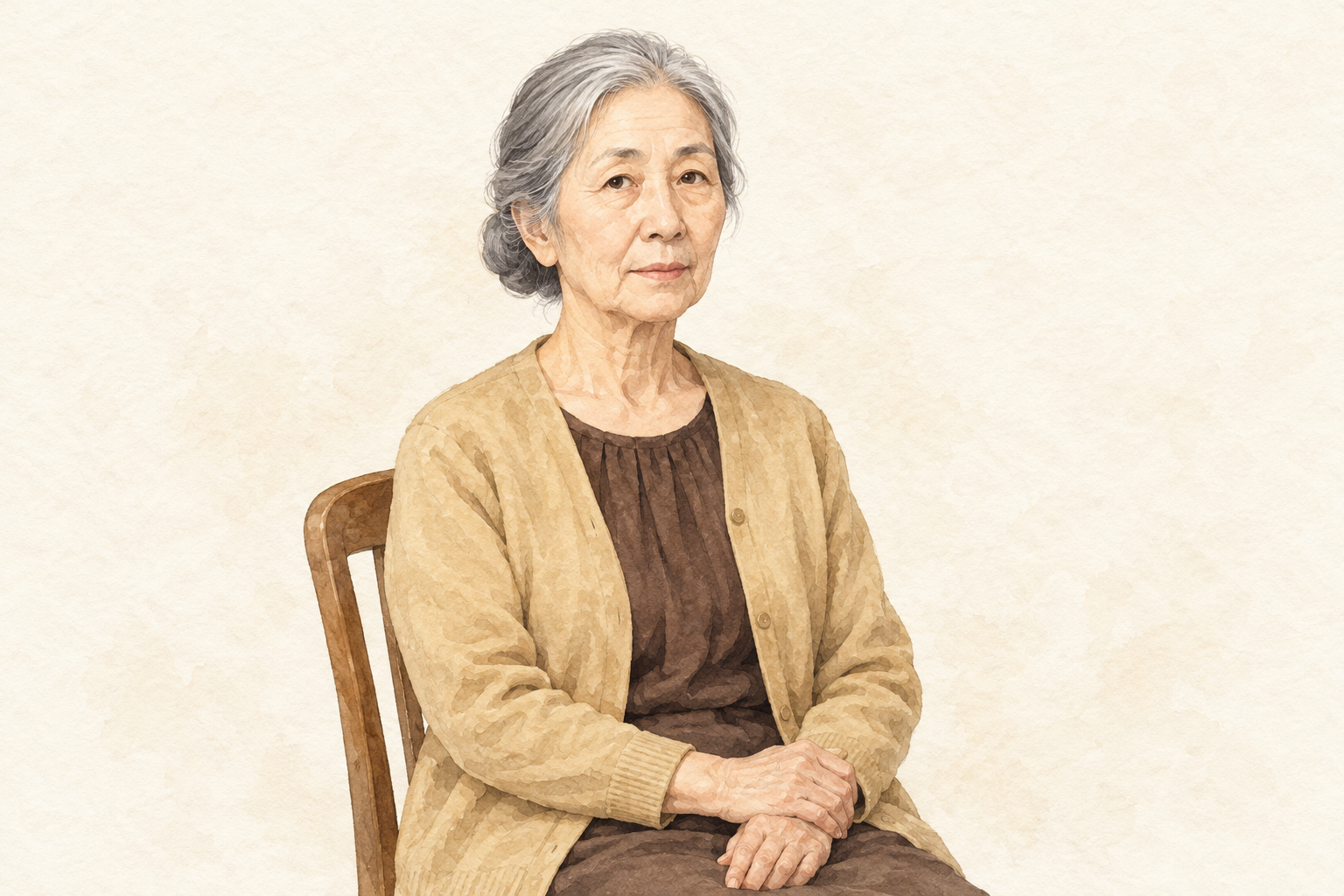 古い事務所の賃貸を相談する70代女性のイメージイラスト