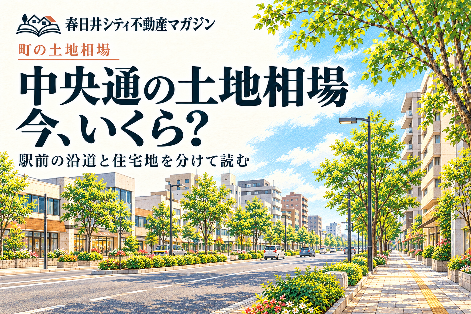 中央通の土地相場、今いくら？ 街並みはイメージイラスト