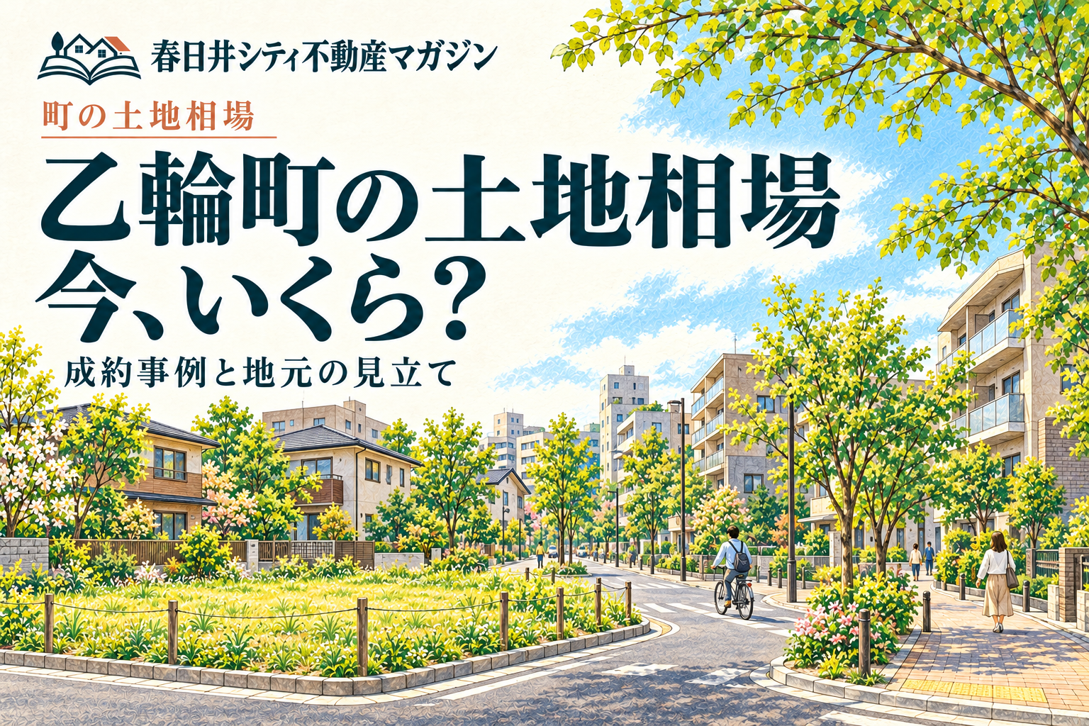 乙輪町の土地相場、今いくら？ 街並みはイメージイラスト