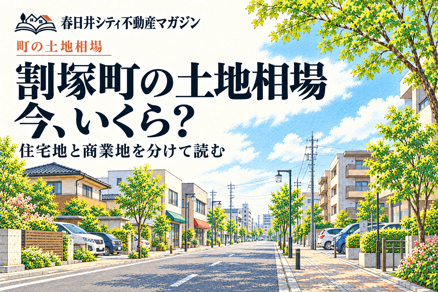 割塚町の土地相場、今いくら？ 街並みはイメージイラスト